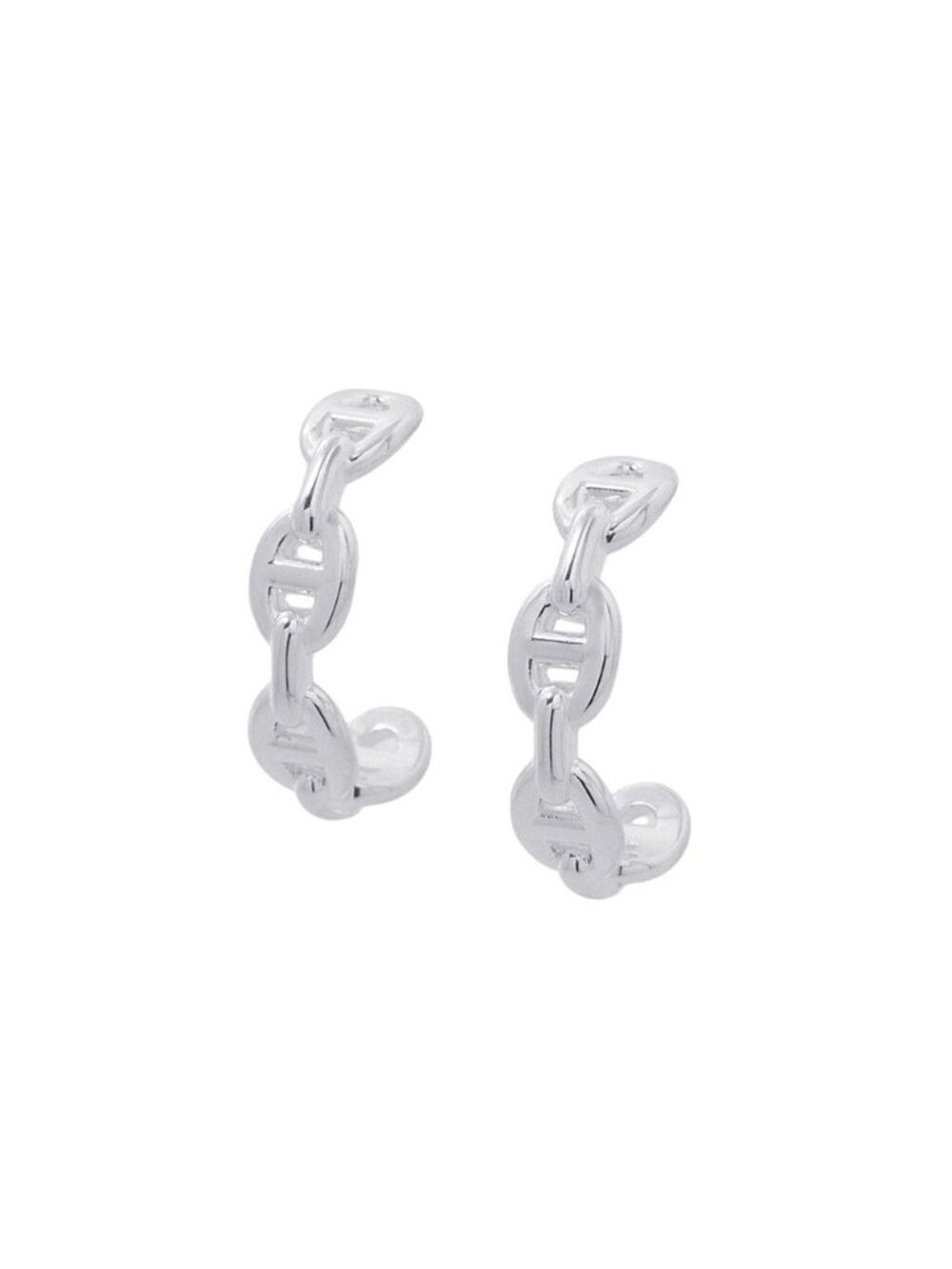Hermes Earrings Chaine D'ancre Enchainee Silver